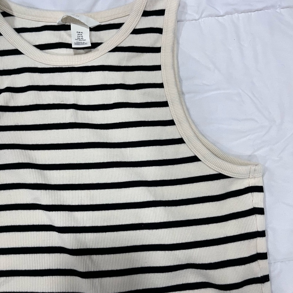 H&M Black and White Striped Top